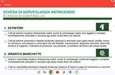 Screenshot App Android per Checklist Sorveglianza Antincendio 